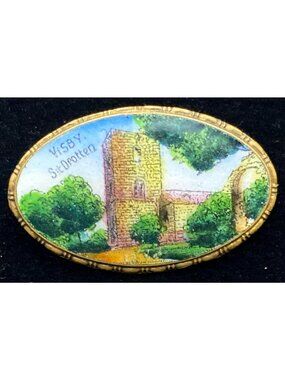 Antique Brooch St. Drotten Ruins Visby Sweden Holy Trinity Church Souvenir